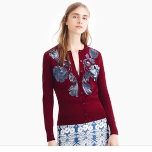 JCREW SEQUIN FLORAL EMBROIDERED JACKIE CARDIGAN